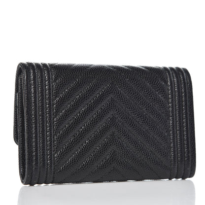 Chanel Caviar Chevron Quilted Boy Card Holder Wallet Black 3 of 8