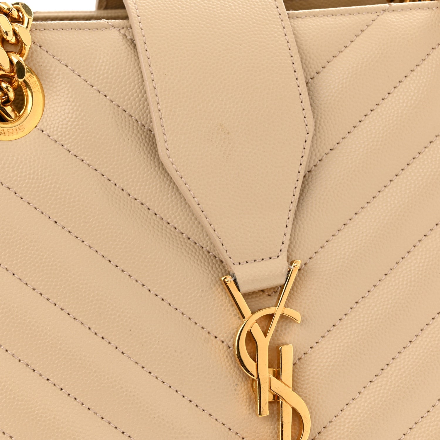 Saint Laurent Grain De Poudre Matelasse Chevron Monogram Shopping Bag Nude Powder 14 of 15