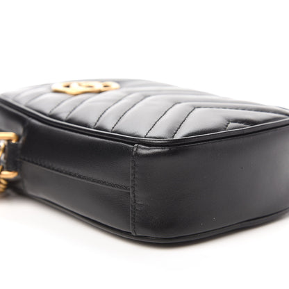 Gucci Calfskin Matelasse Mini GG Marmont Crossbody Bag Black 6 of 10