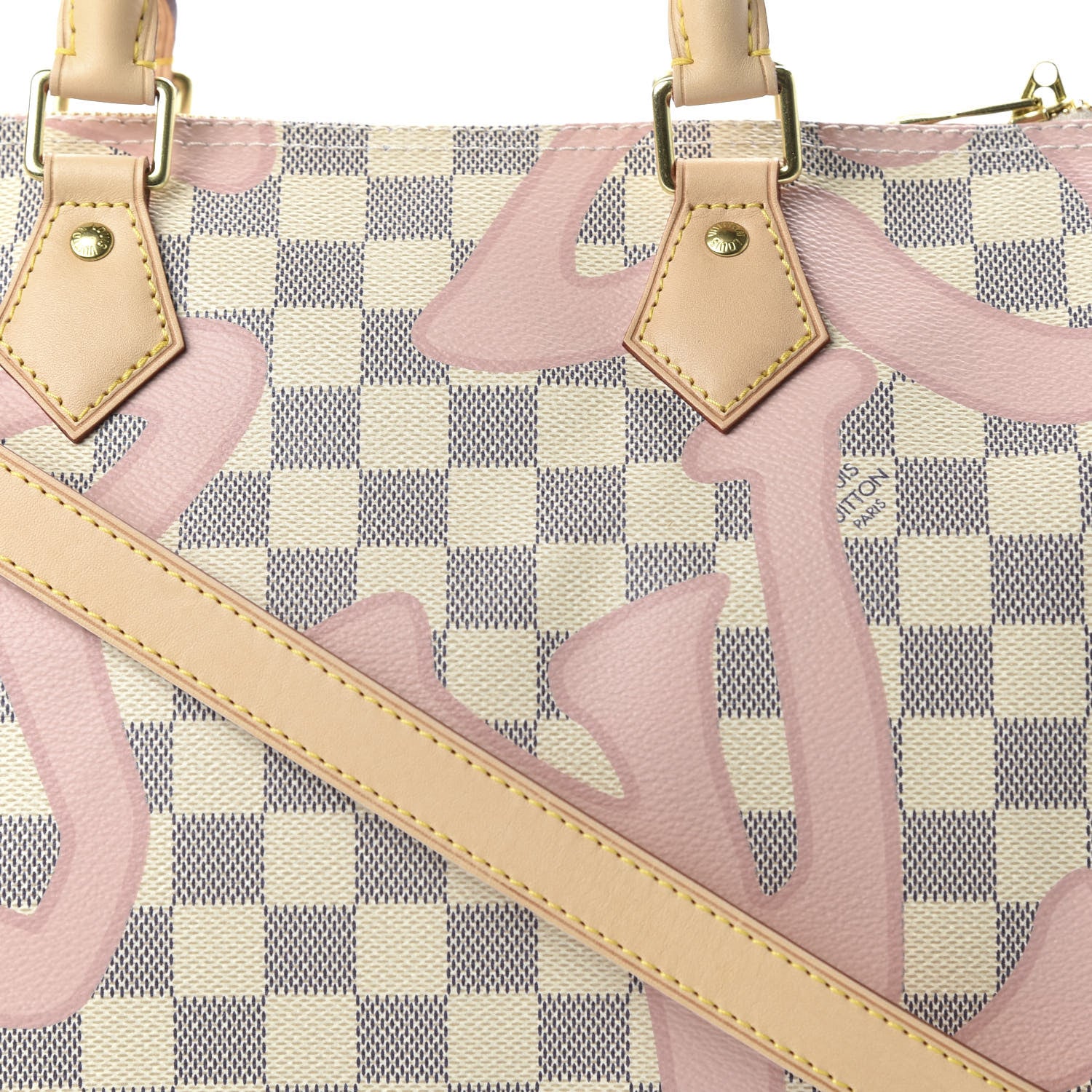 Louis Vuitton Damier Azur Tahitienne Speedy Bandouliere 30 Rose Ballerine 10 of 10