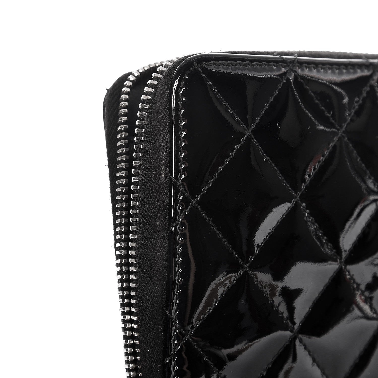 Chanel Patent Quilted Large Zip Around Organizer Wallet Black 10 of 12