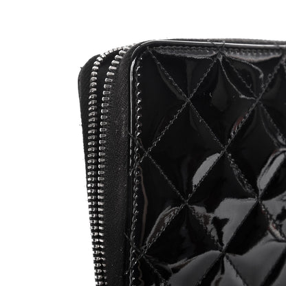 Chanel Patent Quilted Large Zip Around Organizer Wallet Black 10 of 12