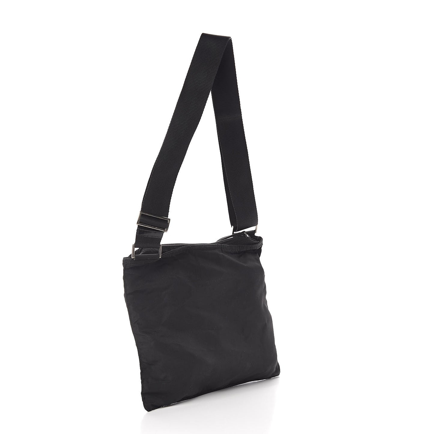 Nylon Flat Messenger Bag Black