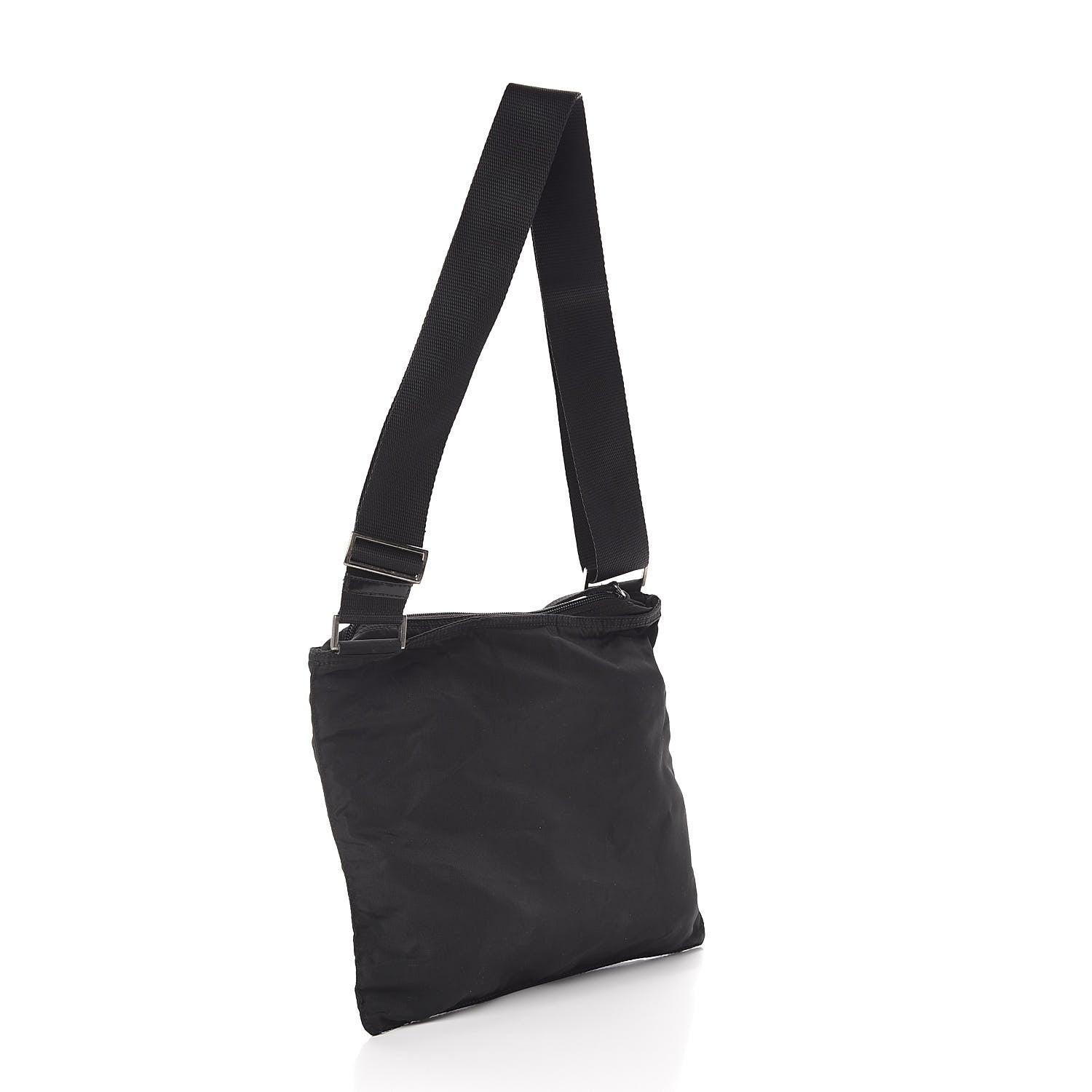 Prada Nylon Flat Messenger Bag Black 3 of 9