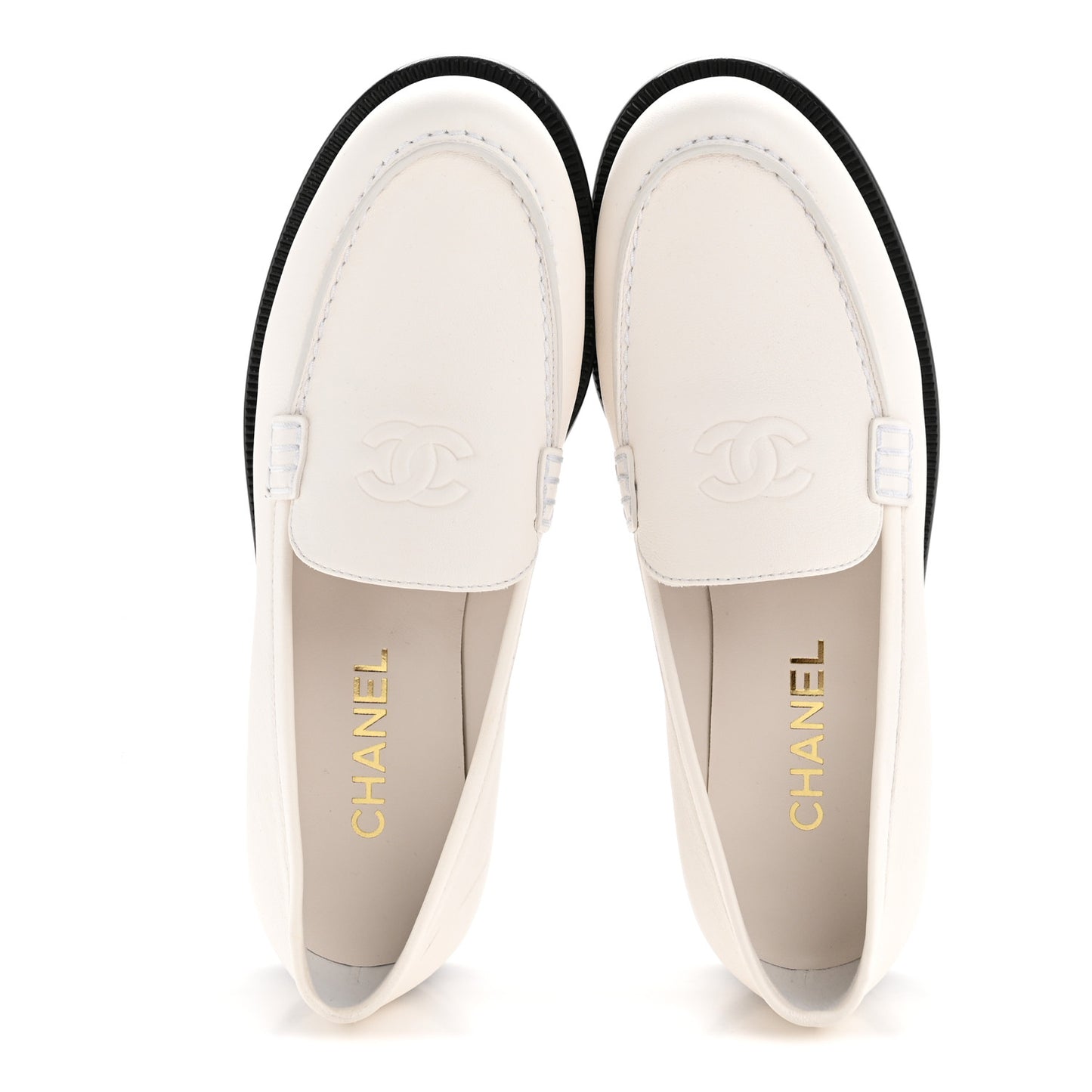 Lambskin CC Mocassin Loafers 38.5 White