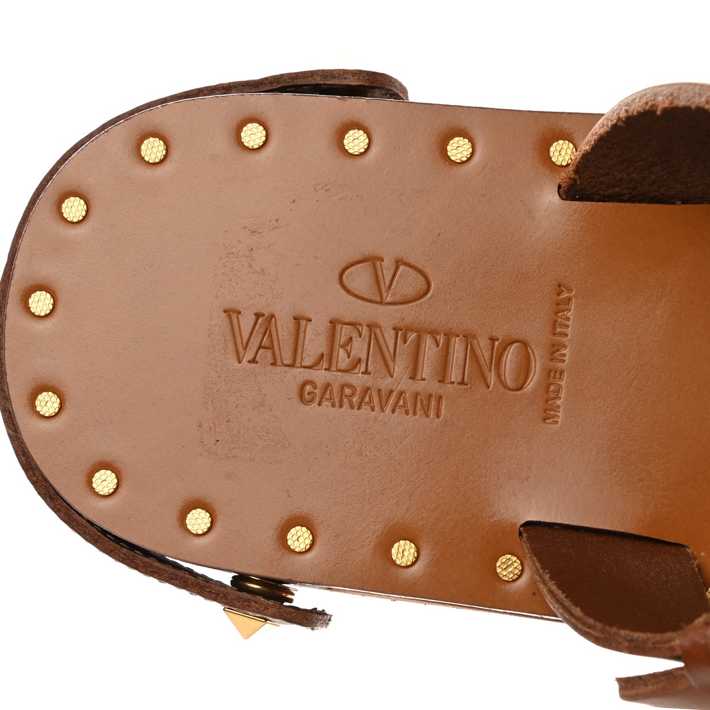 Calfskin Buckled Slide Sandals 39 Tan