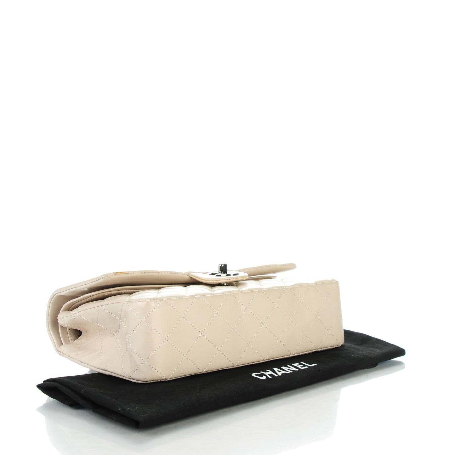 Lambskin Quilted Medium Double Flap Light Beige