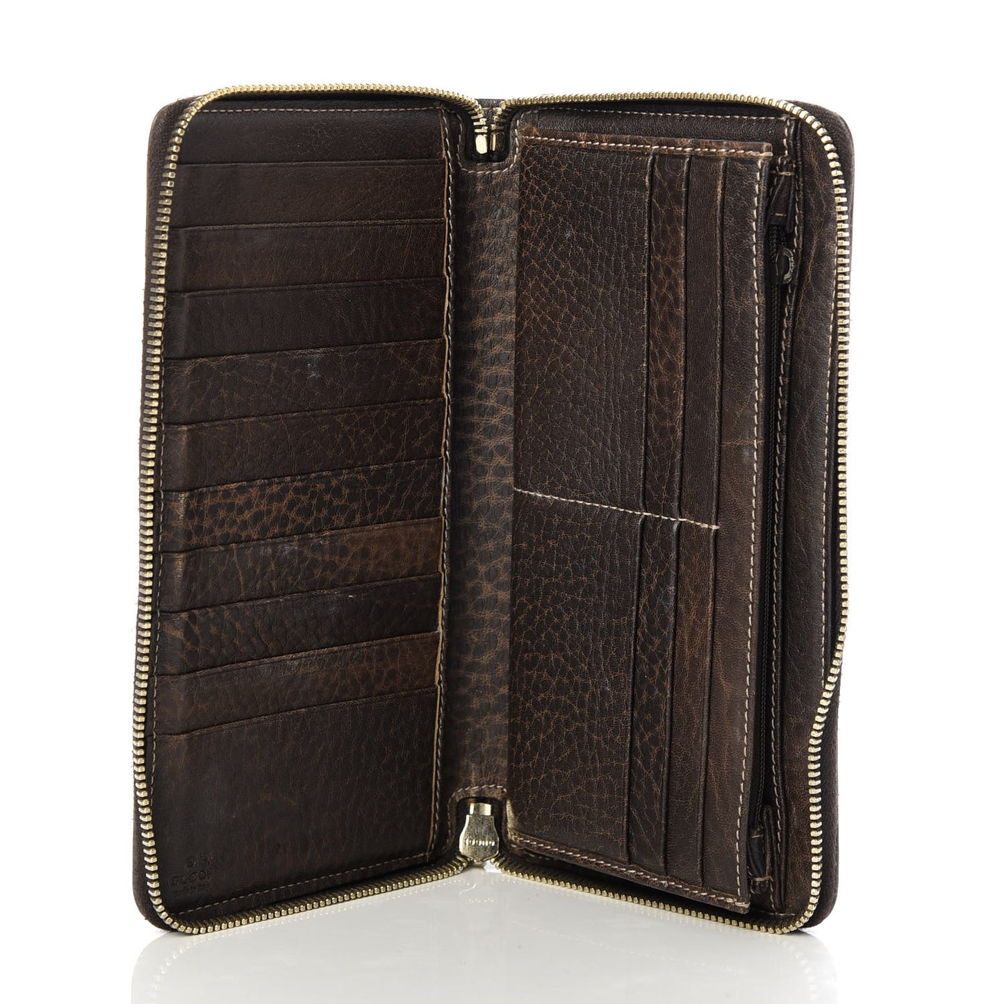 Monogram Calfskin Bamboo Tassel Zip Around Wallet Beige Ebony Chocolate