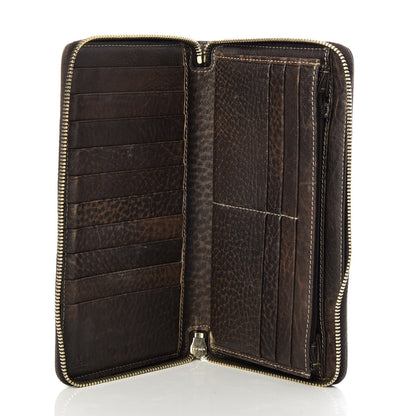 Gucci Monogram Calfskin Bamboo Tassel Zip Around Wallet Beige Ebony Chocolate 5 of 7