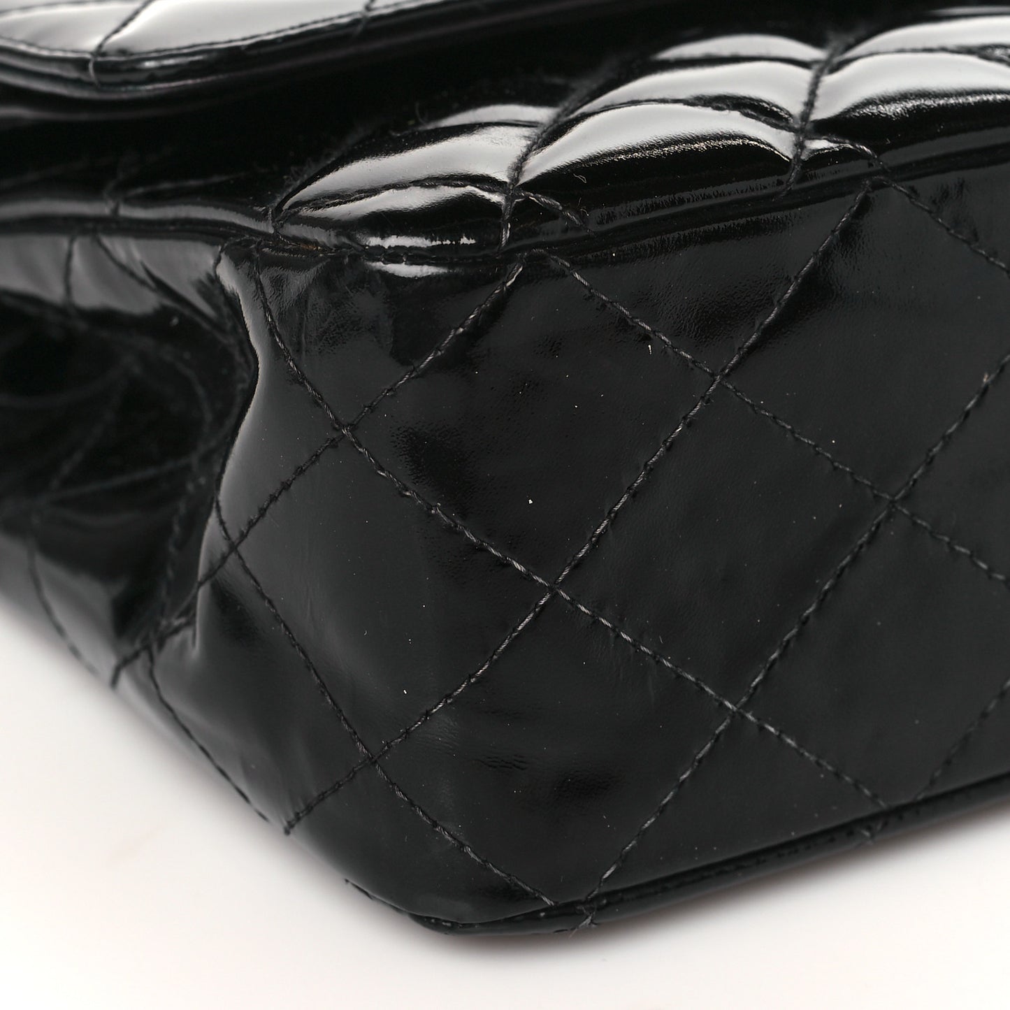Patent Quilted Medium Double Flap Black