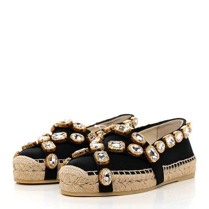 Gucci Canvas Crystal Embellished Espadrilles 35.5 Black 3 of 10