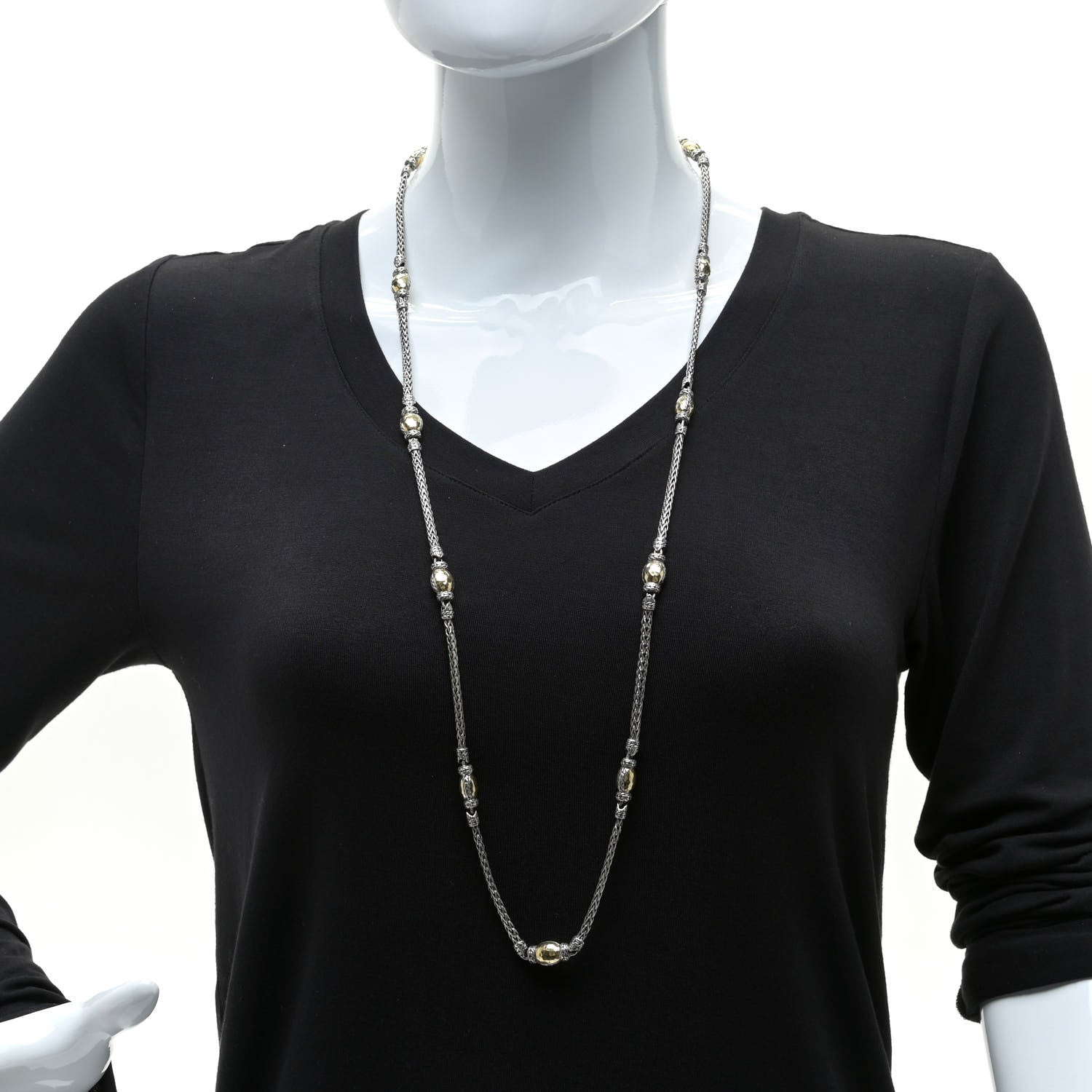 John Hardy Sterling Silver 22K Yellow Gold Palu Station Necklace 2 of 4
