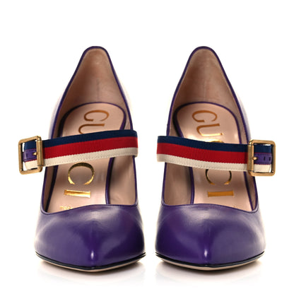 Gucci Malaga Kid Sylvie High Heel Pumps 36.5 Shine Purple 2 of 8