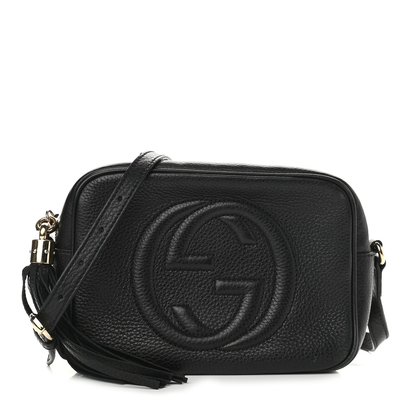Pebbled Calfskin Small Soho Disco Bag Black