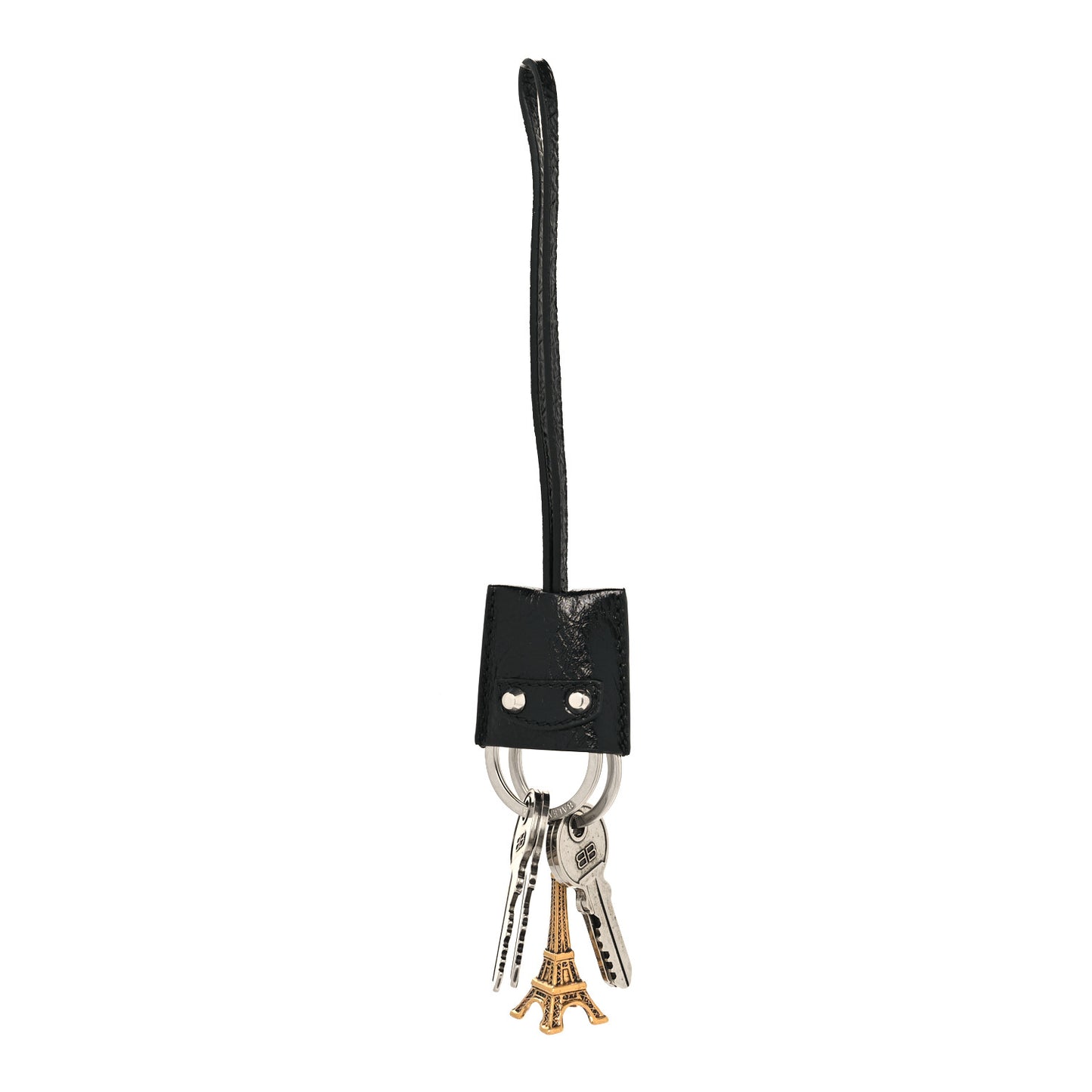 Agneau Classic Hardware Key Ring Bag Charm Black