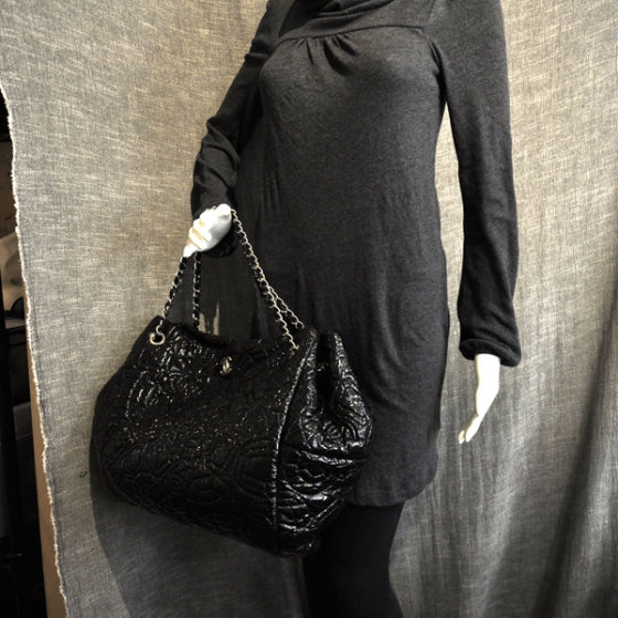 Chanel Vinyl Graphic Edge Tote Black 2 of 11