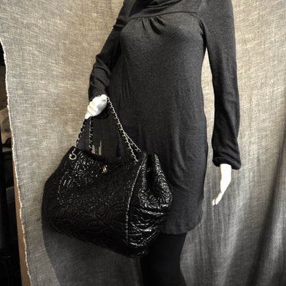 Chanel Vinyl Graphic Edge Tote Black 2 of 11