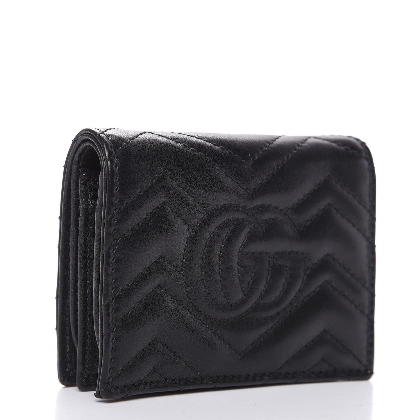 Calfskin Matelasse GG Marmont Card Case Wallet Black