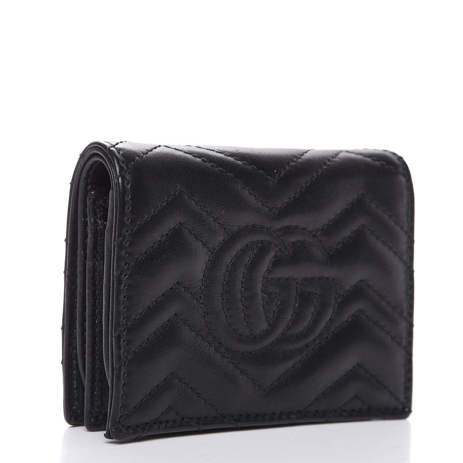 Gucci Calfskin Matelasse GG Marmont Card Case Wallet Black 3 of 8