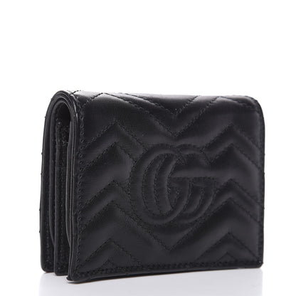 Gucci Calfskin Matelasse GG Marmont Card Case Wallet Black 3 of 8