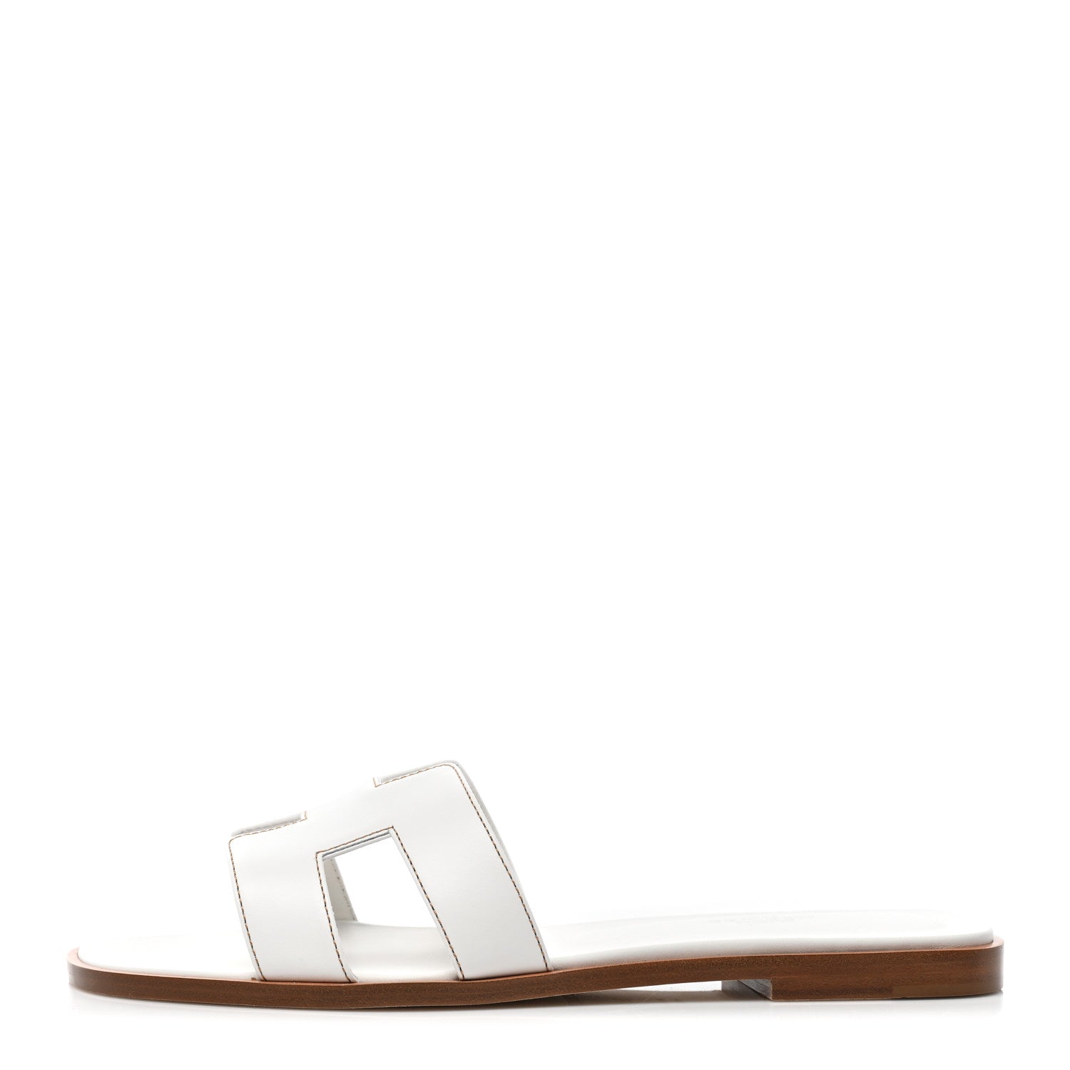 Hermes Box Calfskin Oran Sandals 38.5 White 1 of 8