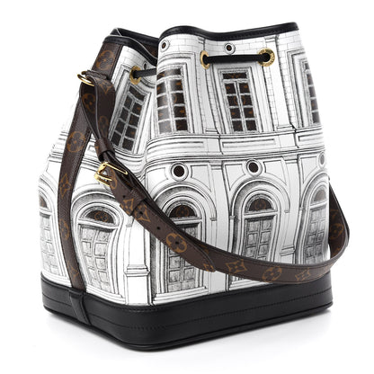 Louis Vuitton X FORNASETTI Calfskin Architettura Noe MM Black White 3 of 8