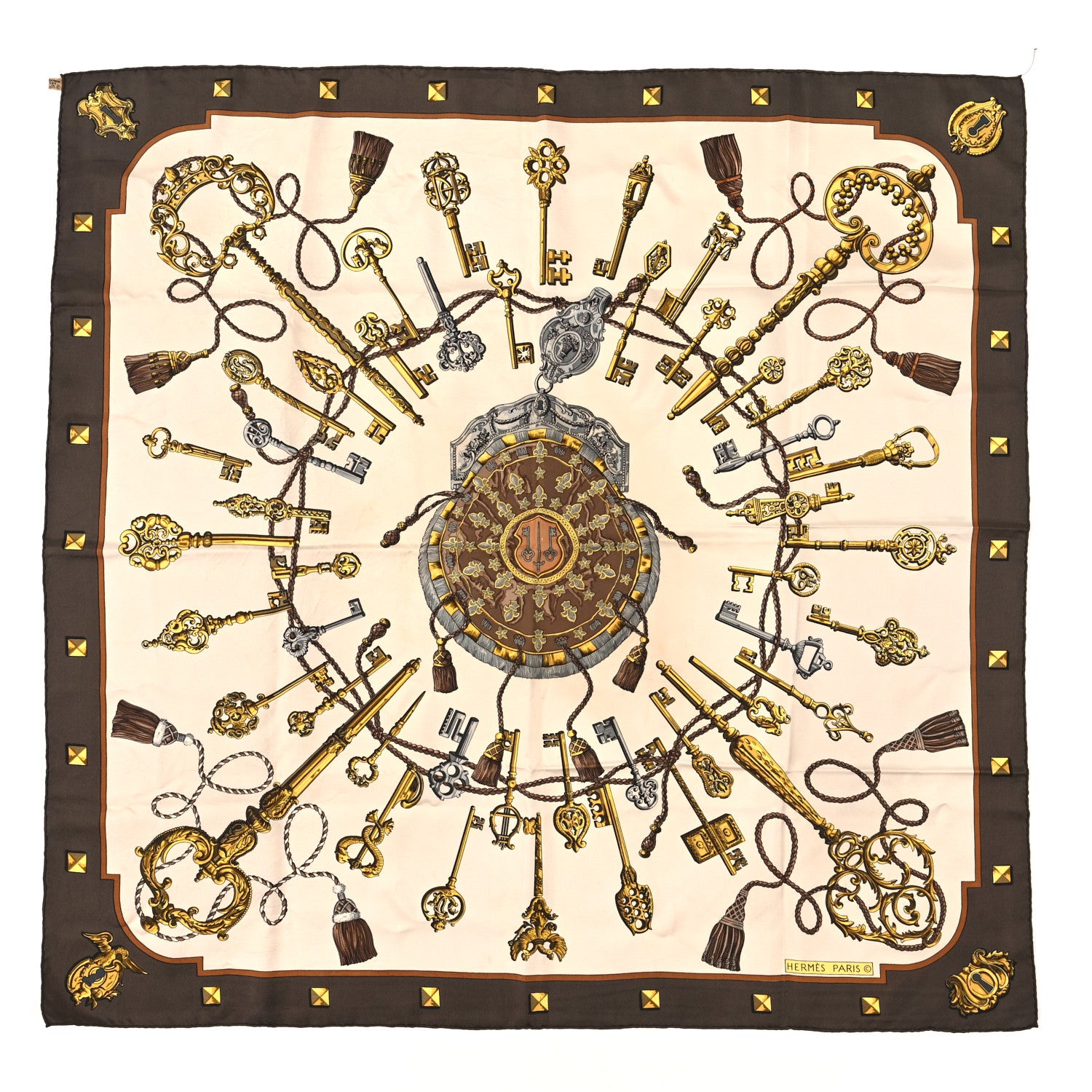 Hermes Silk Les Cles Scarf 90 1 of 3