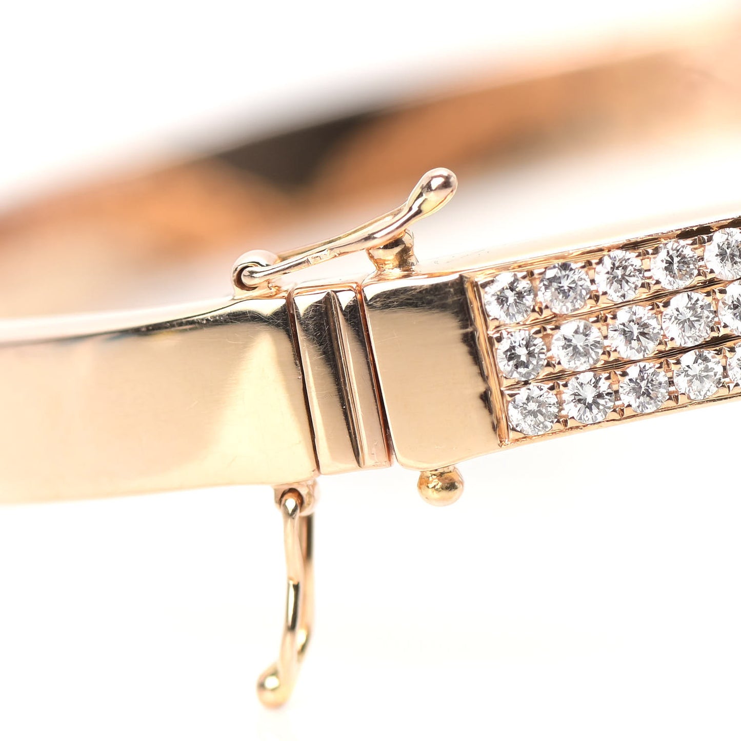 18K Rose Gold Diamond V Bangle Bracelet