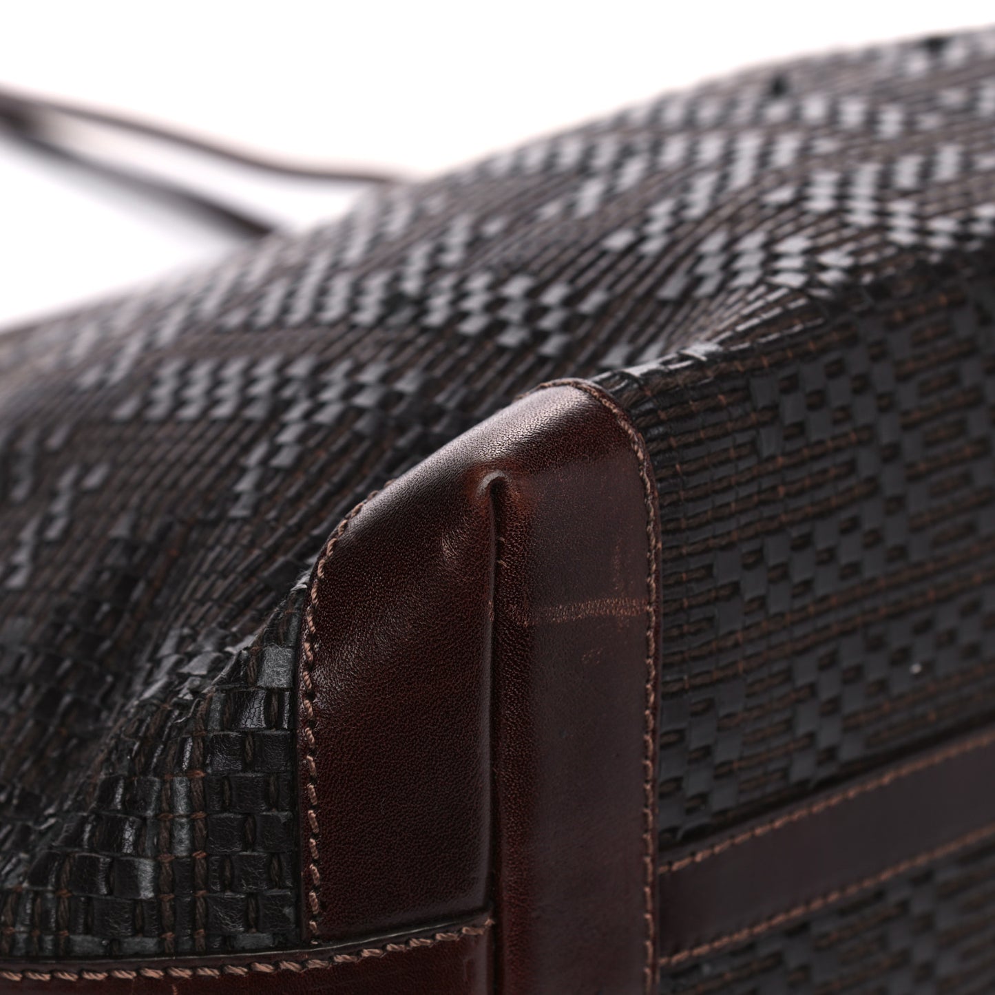 Calfskin FF Woven Medium Roll Tote Moro