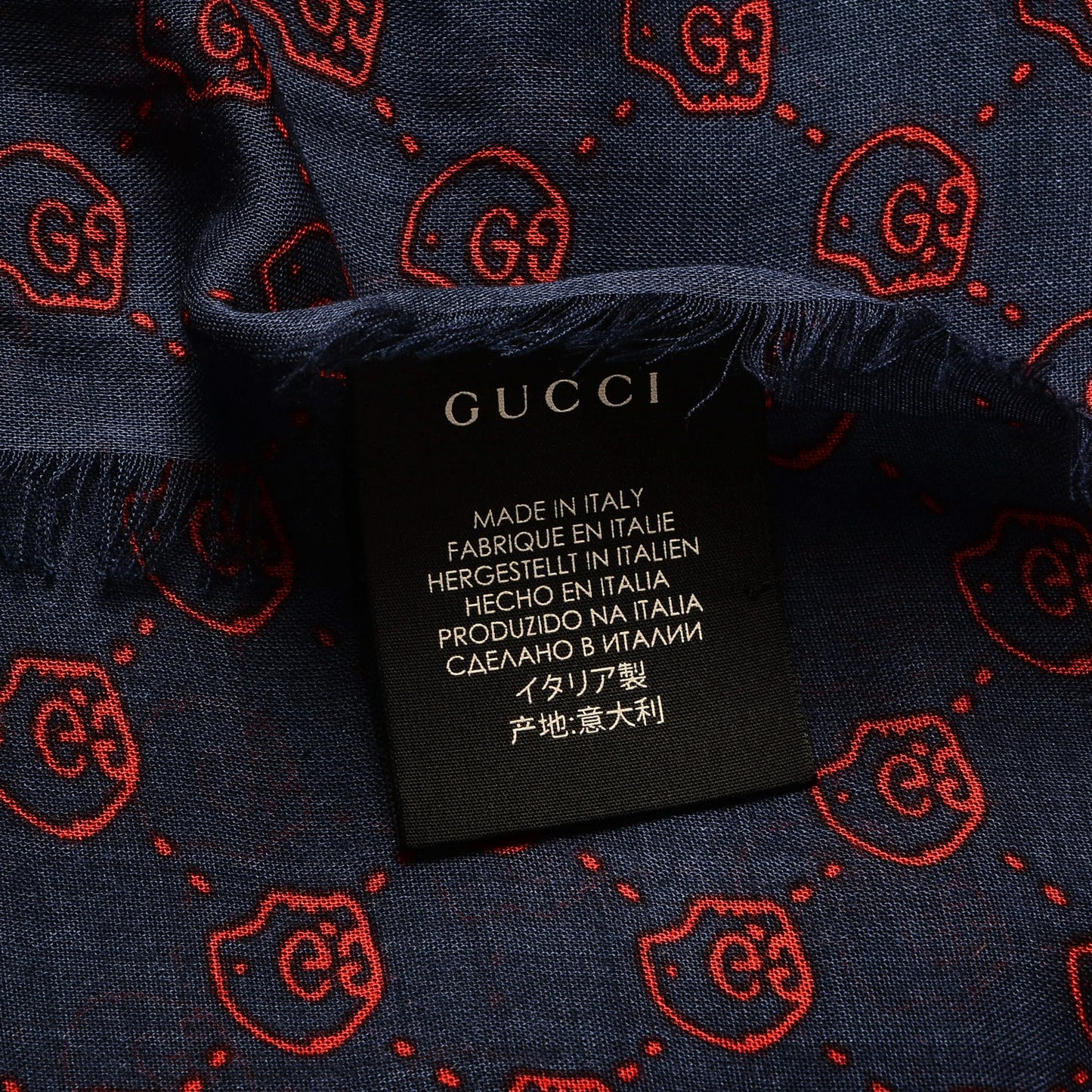 Modal Silk Twill GG Hamlet Square Scarf Sapphire Red