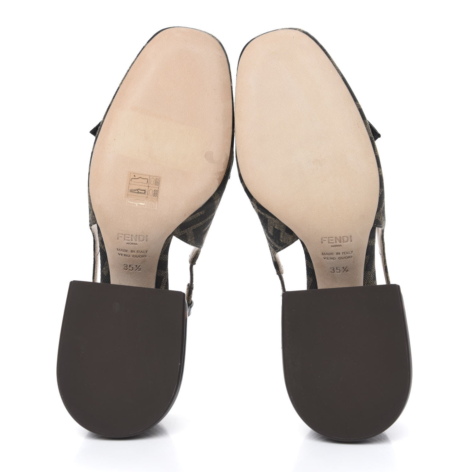 Fendi Jacquard Calfskin FF Tortoise Promenade Slingback Loafer Pumps 35.5 Tobacco 5 of 8