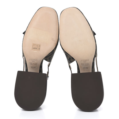 Fendi Jacquard Calfskin FF Tortoise Promenade Slingback Loafer Pumps 35.5 Tobacco 5 of 8