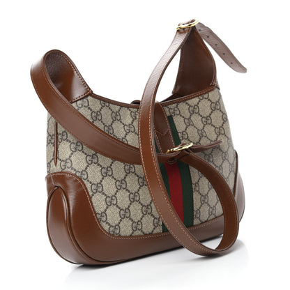 Gucci GG Supreme Monogram Azalea Calfskin Web Small Jackie 1961 Hobo Beige Ebony Brown Sugar 3 of 10