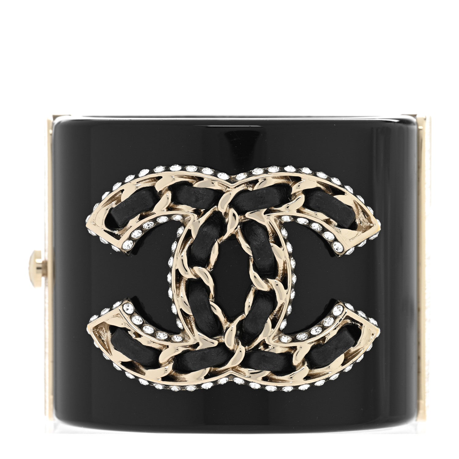 Chanel Resin Lambskin CC Cuff Black 1 of 5