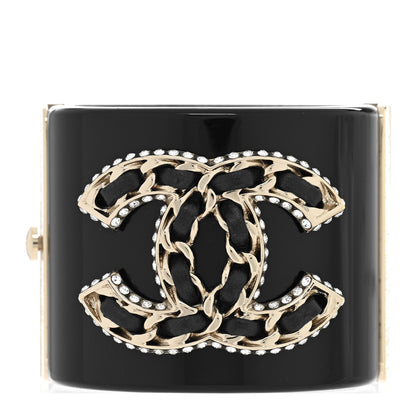Chanel Resin Lambskin CC Cuff Black 1 of 5