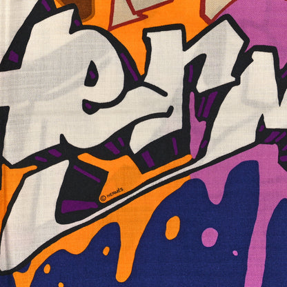 Hermes Silk Cashmere Graff Graffiti Shawl 140 Juane D'Or Violine Marron 2 of 3