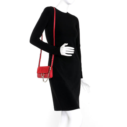 Chloe Suede Calfskin Mini Faye Shoulder Bag Tulip Red 2 of 7