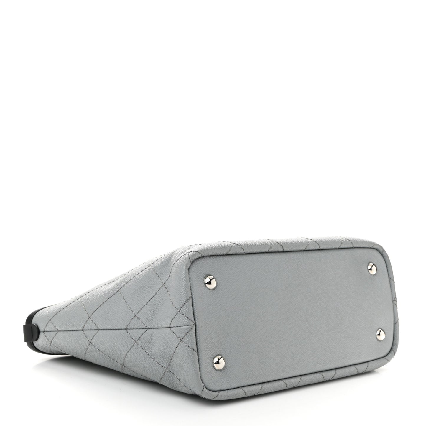 Grained Calfskin Shopping Fever Tote Grey Black