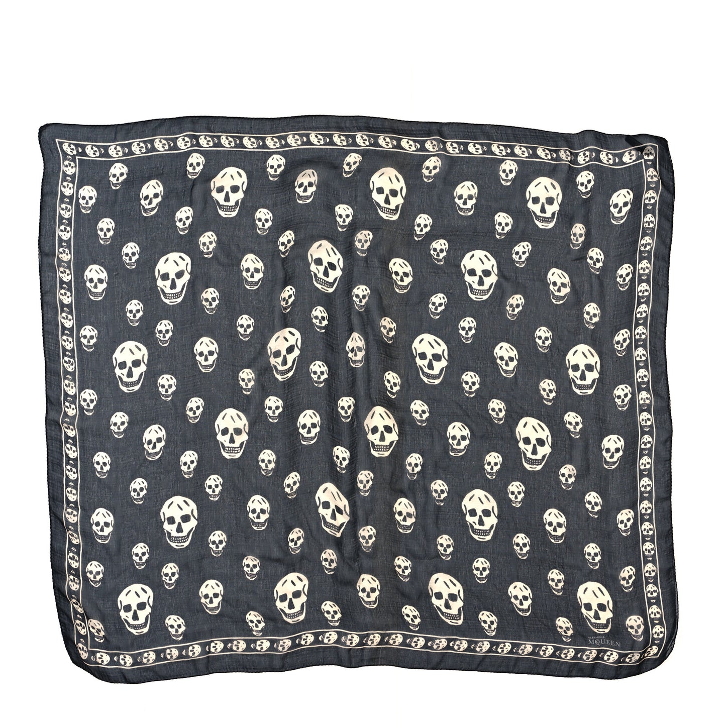 Silk Chiffon Skull Scarf Black Ivory