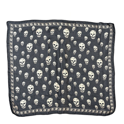 Alexander McQueen Silk Chiffon Skull Scarf Black Ivory 1 of 4