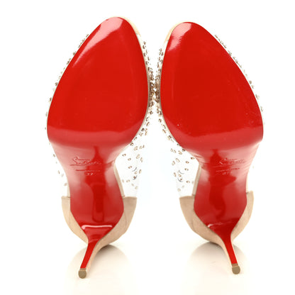 Christian Louboutin PVC Suede Lame Very Strass 120 Peep Toe 37 Version Poudre 5 of 8