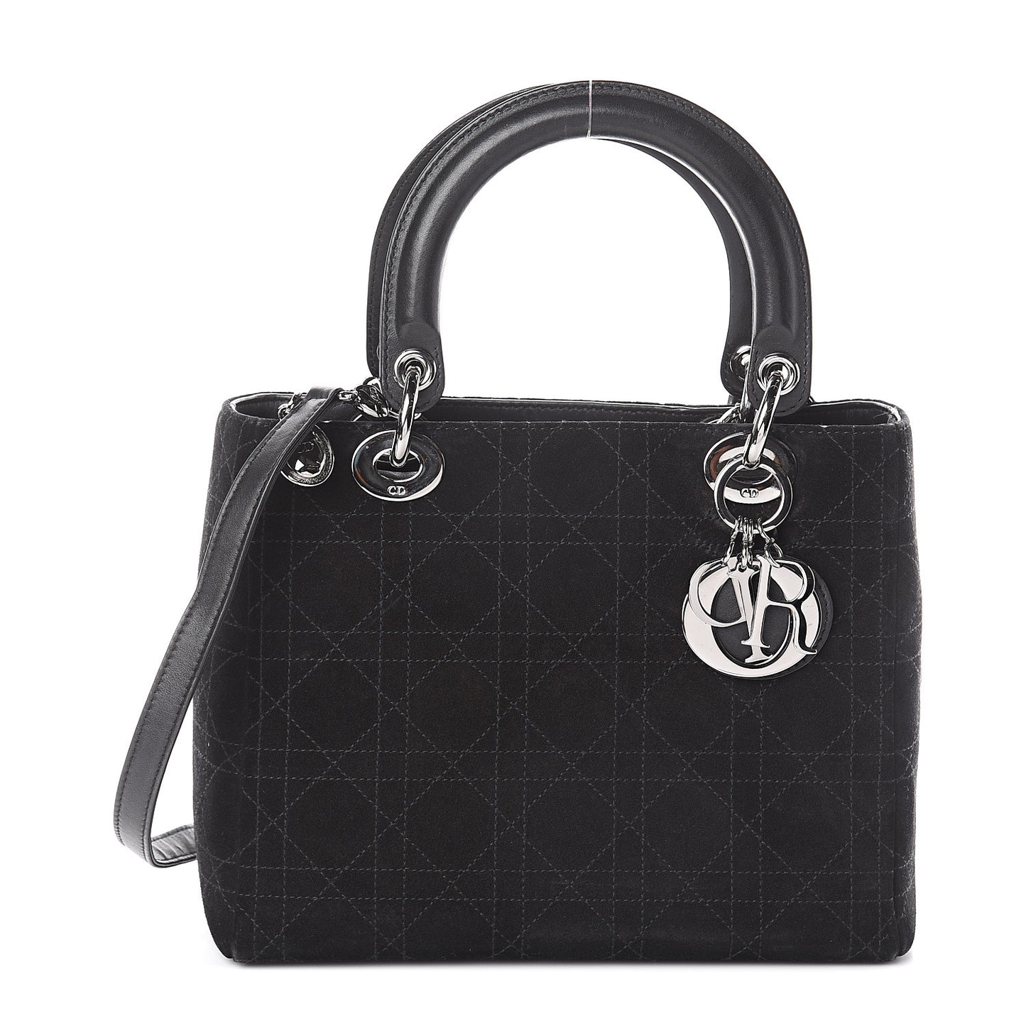 Suede Cannage Stitched Medium Lady Dior Black