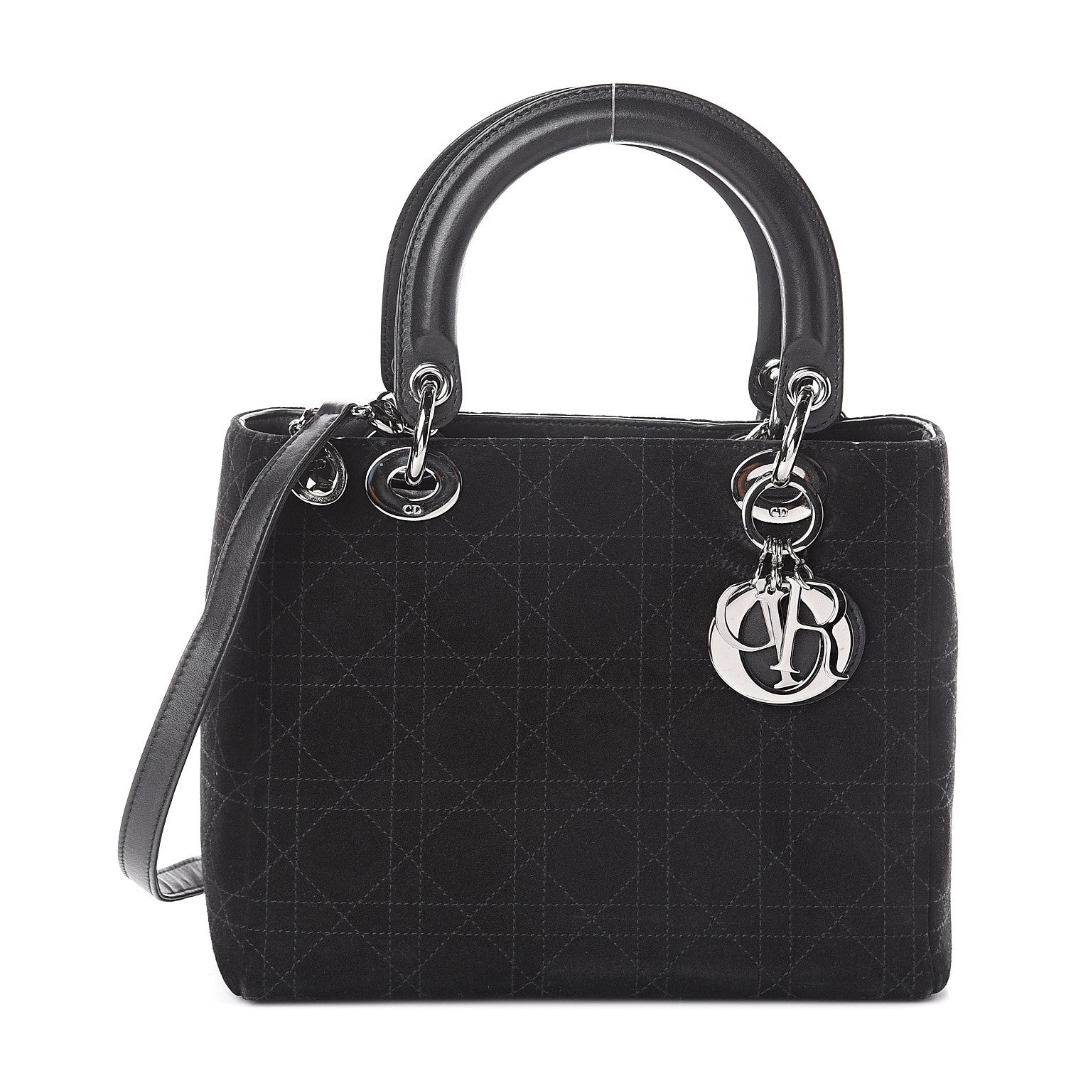 Christian Dior Suede Cannage Stitched Medium Lady Dior Black 1 of 7