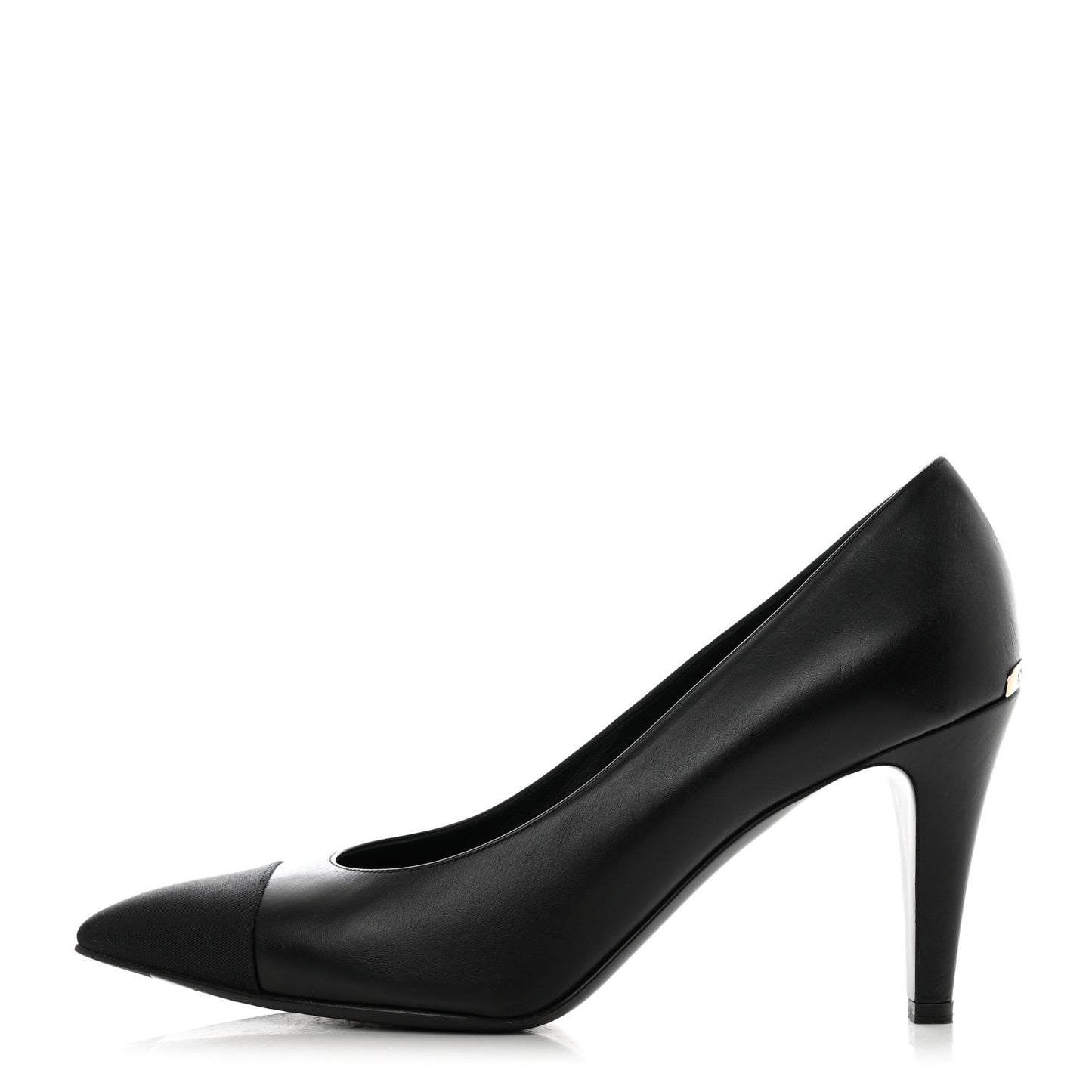 Iridescent Calfskin Grosgrain Cap Toe Pumps 40 Black