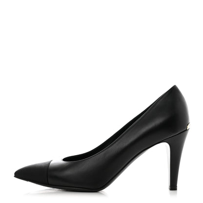 Chanel Iridescent Calfskin Grosgrain Cap Toe Pumps 40 Black 1 of 8