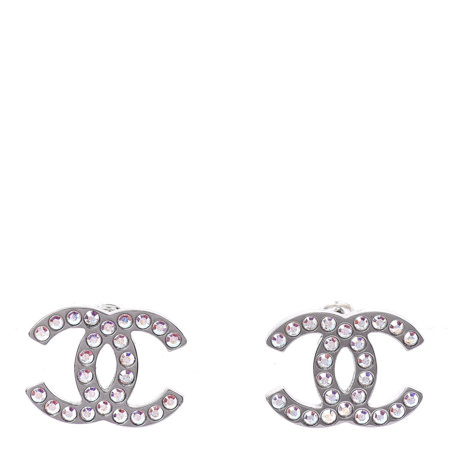 Iridescent Crystal CC Earrings Silver Multicolor