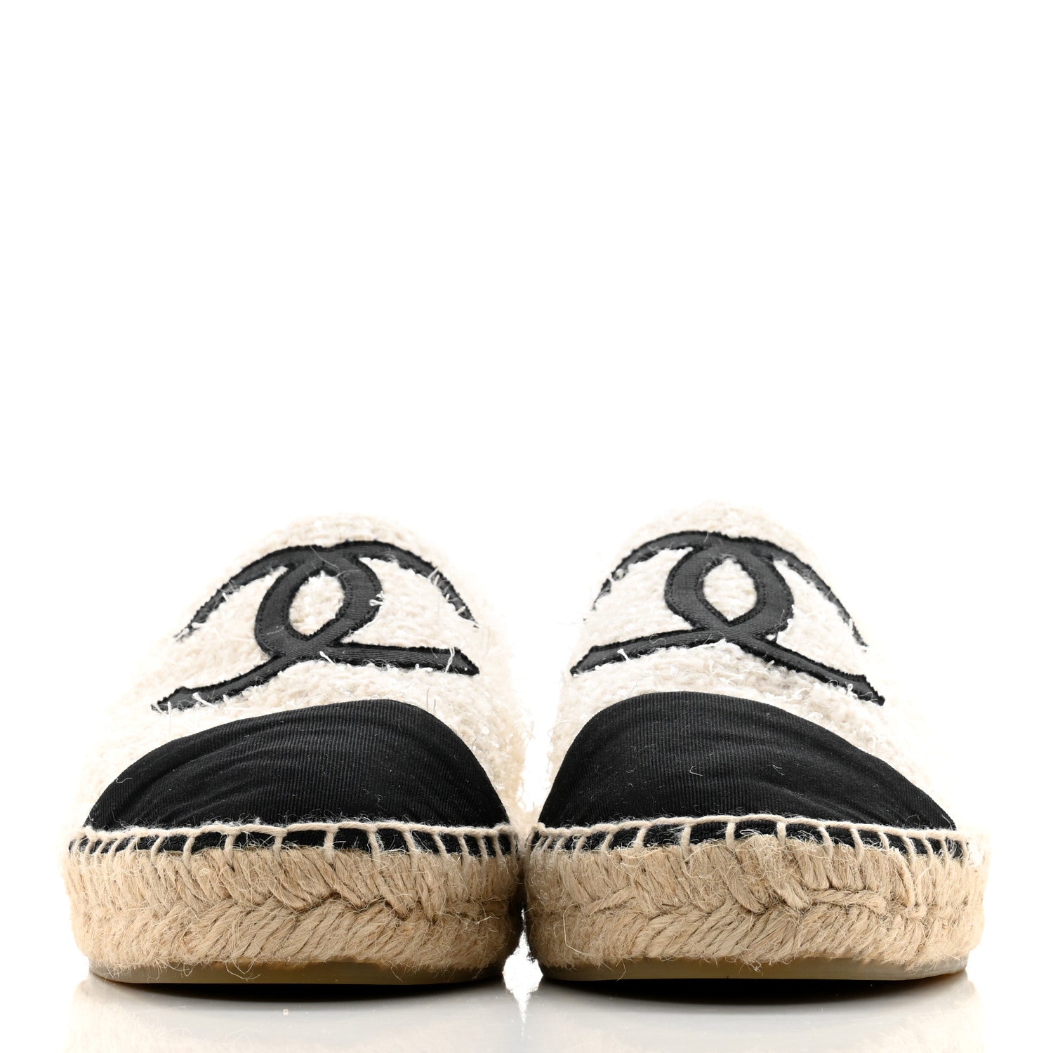 Chanel Tweed Grosgrain CC Espadrilles 39 White Black 2 of 10