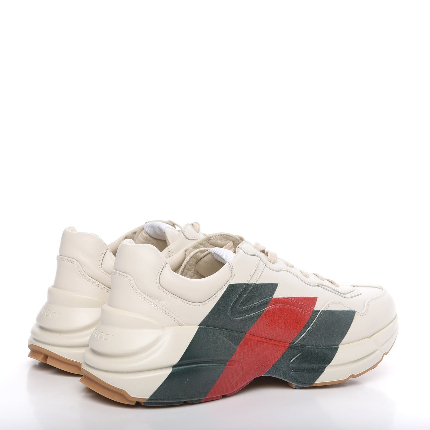 Calfskin Web Printed Mens Rhyton Sneakers 9 Mystic White