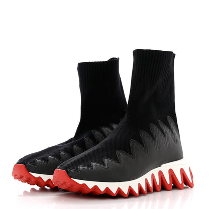 Christian Louboutin Knit Mesh Sharky Sock Sneakers 38.5 Black 3 of 8
