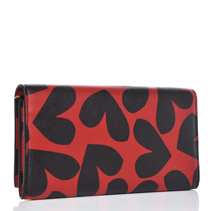 Saint Laurent Nappa Big Hearts Large Marquage Flap Wallet Black Red 3 of 8